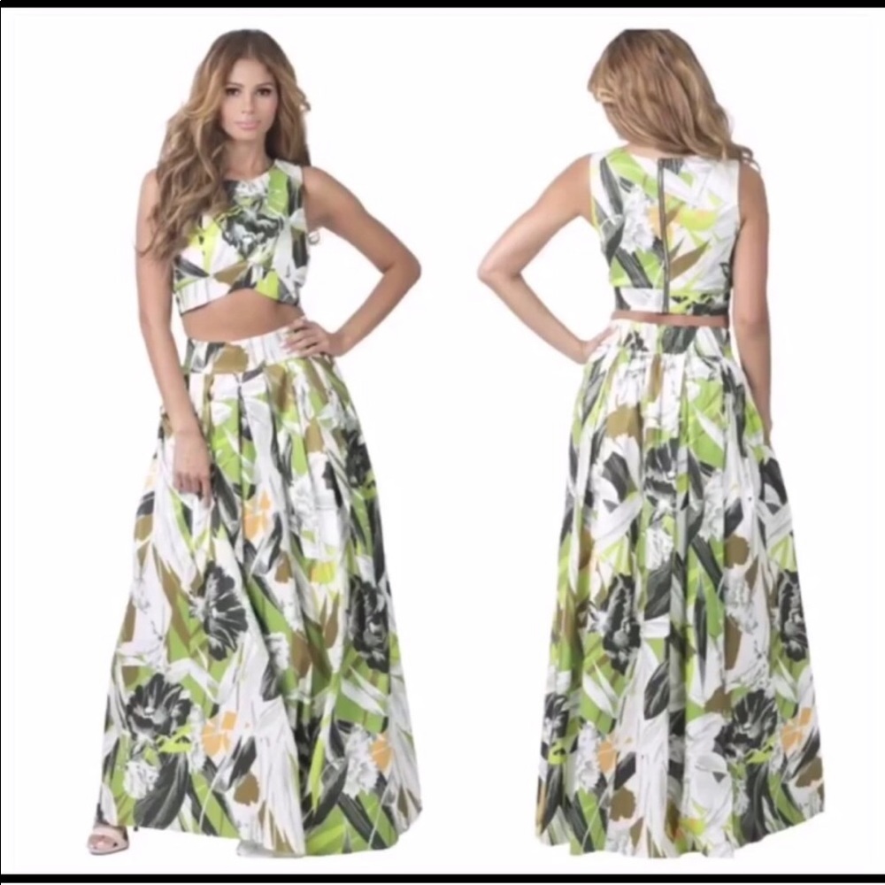 Tropical Two Piece Skirt and Crop Top set